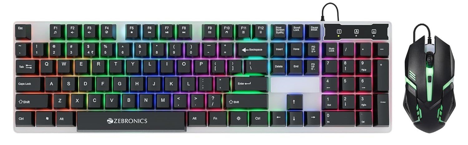 You are currently viewing ZEBRONICS USB New Launch Trion Gaming Keyboard & Mouse Gaming Combo, 104 Keys Backlit, Translucent Material, Multi Color LED, Multi DPI Modes, High Precision Key